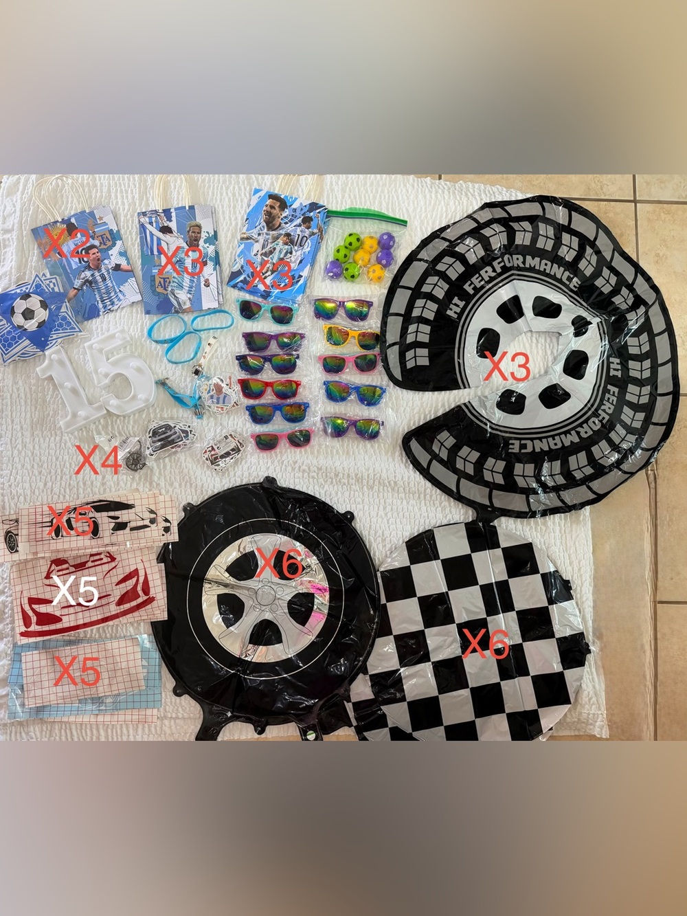 Race Car Party Balloon and Accessory Set - Black & White